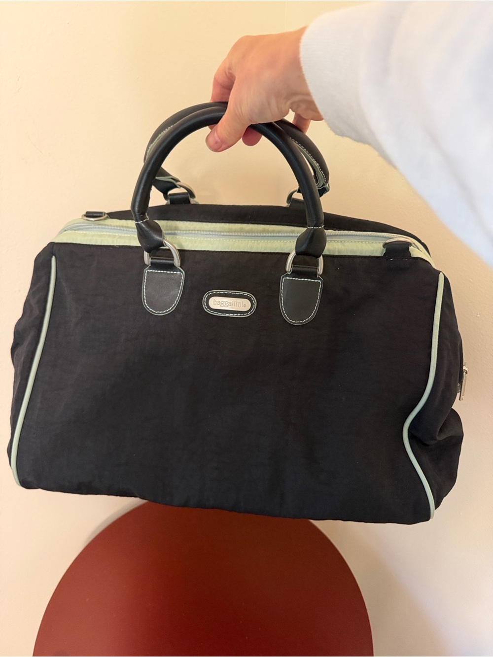 Baggalini Black with Mint Trim Tote